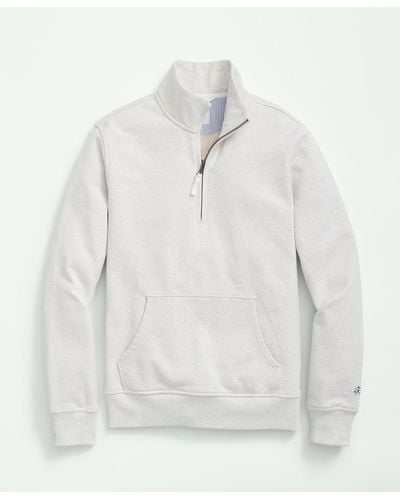 Brooks Brothers Cotton French Terry Half-zip Sweatshirt - White