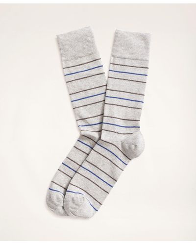 Brooks Brothers Alternating Stripe Yarn-dyed Crew Socks - Gray