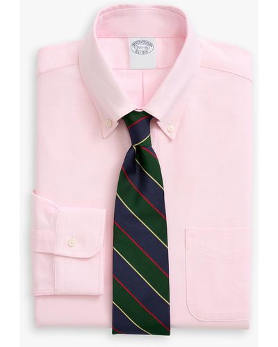 Brooks Brothers Pink Regular Fit Oxford Cloth Dress Shirt With Button-down Collar - Rosa