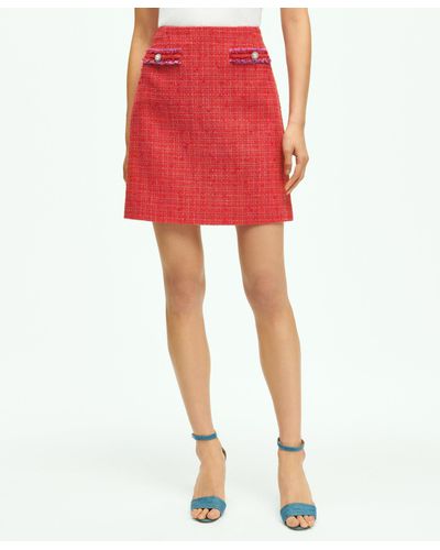 Brooks Brothers Boucle Tweed Skirt - Red