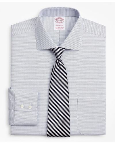 Brooks Brothers Stretch Soho Extra-slim-fit Dress Shirt, Non-iron Twill English Collar Micro-check - Blue