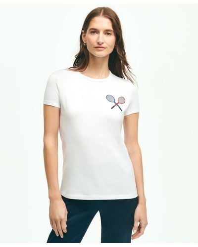 Brooks Brothers Pique Cotton Needlepoint Tennis T-shirt - White