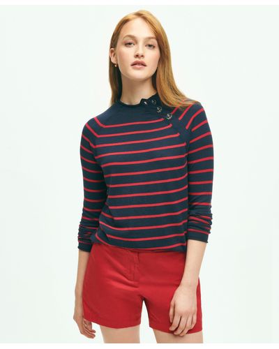 Brooks Brothers Mariner Striped Silk-cotton Sweater - Red