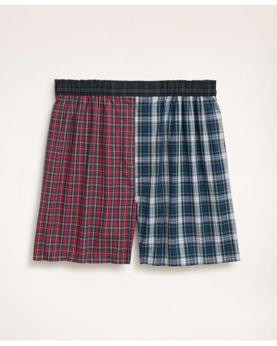 Brooks Brothers Cotton Broadcloth Fun Plaid Boxers - Blue