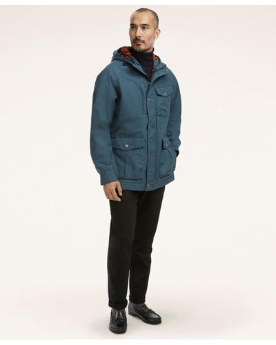 Brooks Brothers Waxed-cotton Hooded Barn Coat - Blue