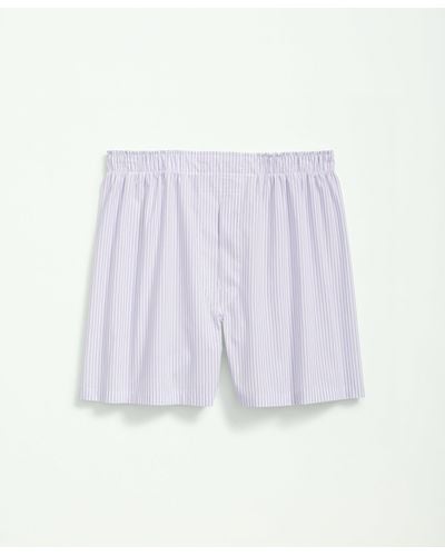 Brooks Brothers Cotton Broadcloth Striped Boxers - White