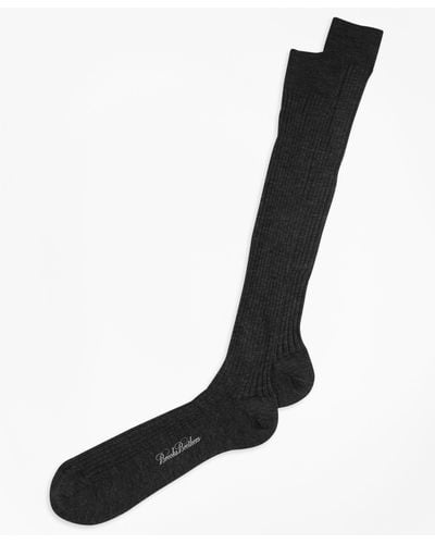 Brooks Brothers Merino Wool Ribbed Over-the-calf Socks - Gray