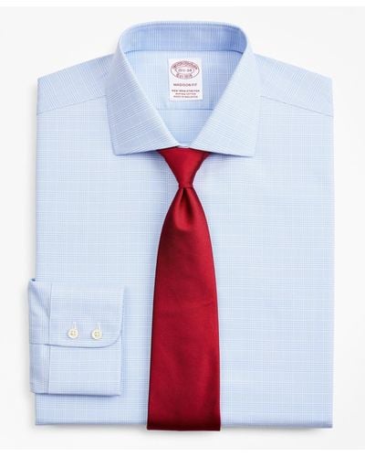 Brooks Brothers Stretch Soho Extra-slim-fit Dress Shirt, Non-iron Royal Oxford English Collar Glen Plaid - Blue