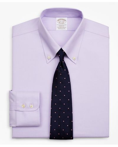Brooks Brothers Stretch Soho Extra-slim-fit Dress Shirt, Non-iron Twill Ainsley Collar - Purple