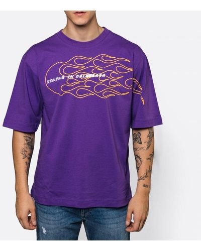 Youths in Balaclava Flame Oversized T-shirt - Purple