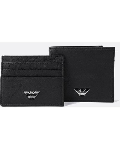 Emporio Armani Eagle Plaque Cardholder & Wallet Gift Set - Black