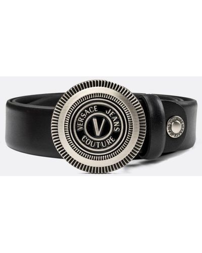 Versace Jeans Couture V-emblem Round Buckle Belt - Black