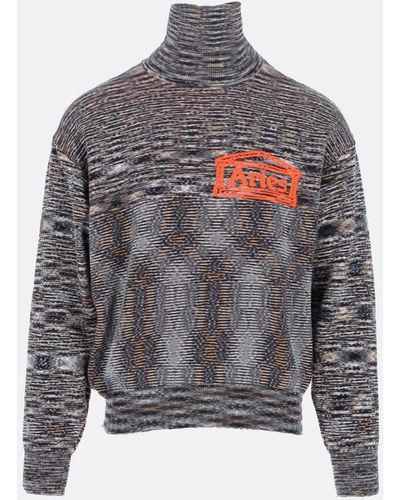 Aries Arise Temple Space Dye Turtleneck Sweatshirt - Grey