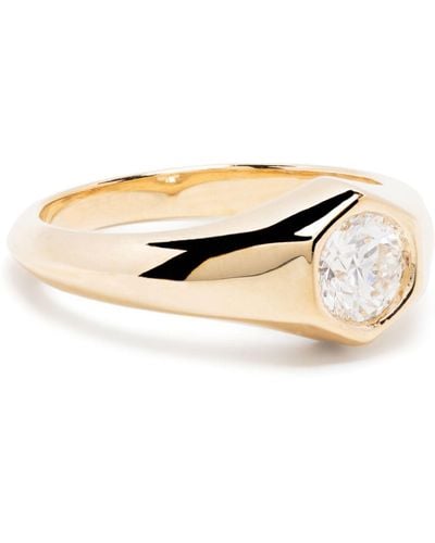 Lizzie Mandler 18k Yellow Knife Edge Diamond Signet Ring - Women's - Diamond/18kt Yellow - Natural