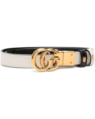 Gucci Black And gg Marmont Reversible Leather Belt - White