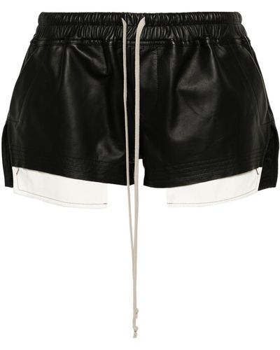 Rick Owens Fox Boxers Leather Shorts - Black