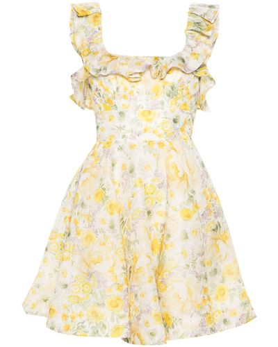 Zimmermann Harmony Ruffled Mini Dress - Women's - Cotton/silk/linen/flax - Yellow