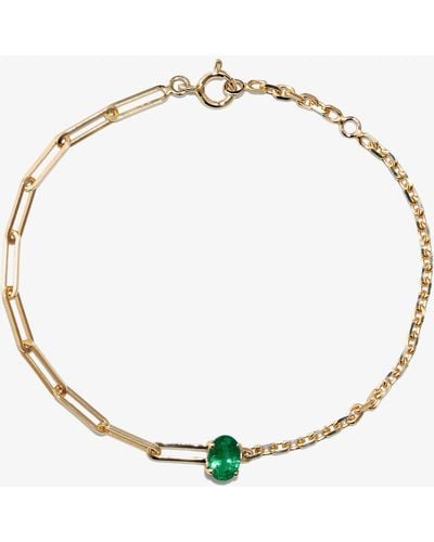 Yvonne Léon 18k Yellow Mixed Chain Emerald Bracelet - Metallic