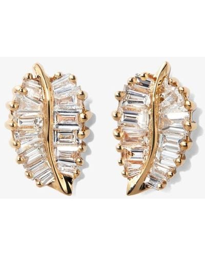 Anita Ko 18k Yellow Small Palm Leaf Diamond Earrings - Metallic
