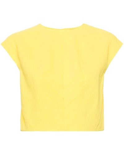 Emilia Wickstead Veronique Cropped Top - Women's - Elastane/acetate/viscose/silk - Yellow