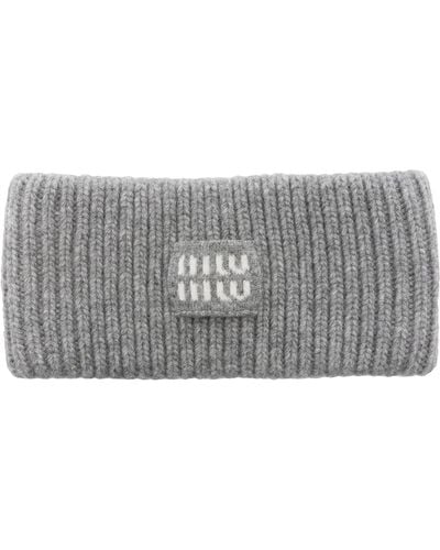 Miu Miu Ribbed Knit Headband - Women's - Wool/cashmere - Grey