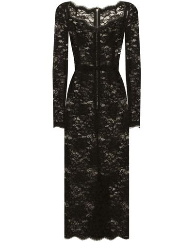 Dolce & Gabbana Lace Midi Dress - Black