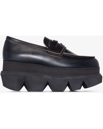 Sacai Black 85 Flatform Leather Loafers