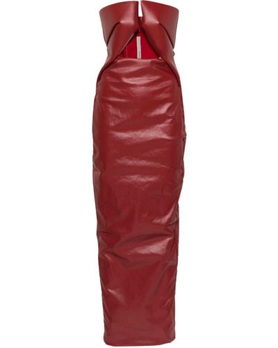 Rick Owens Prong Coated Denim Gown - Red