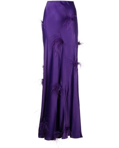 Marques'Almeida Feather-trim Satin Maxi Skirt - Purple