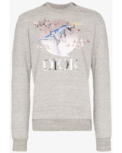 Dior Sorayama Dinosaur Print Sweatshirt - Gray