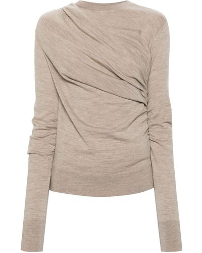 TOVE Brown Eleornore Draped Sweater - Women's - Merino - Natural