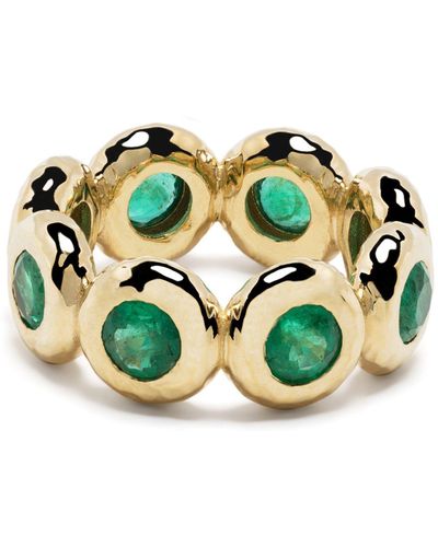Octavia Elizabeth 18k Yellow Jumbo Nesting Gem Emerald Ring - Green
