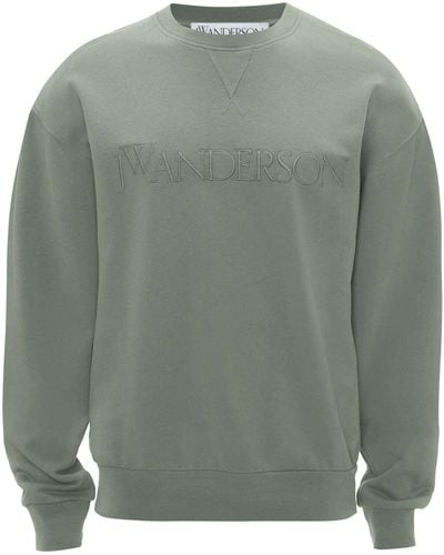 JW Anderson Logo-embroidered Cotton Sweatshirt - Men's - Cotton - Grey