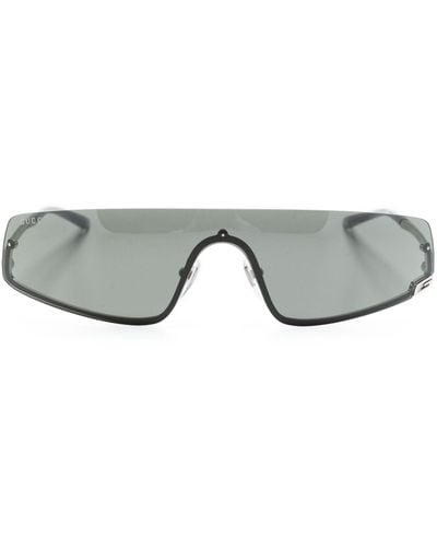 Gucci Square-g-motif Shield-frame Sunglasses - Gray