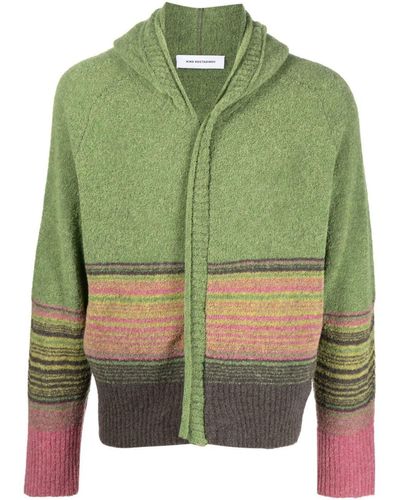 Kiko Kostadinov Stripe-knit Zip-up Hoodie - Green