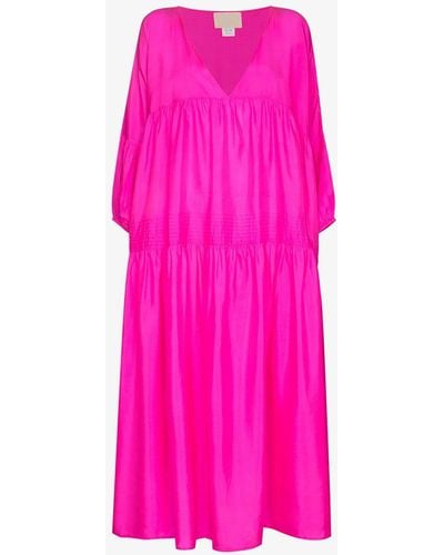 Anaak Airi Tiered Silk Maxi Dress - Pink