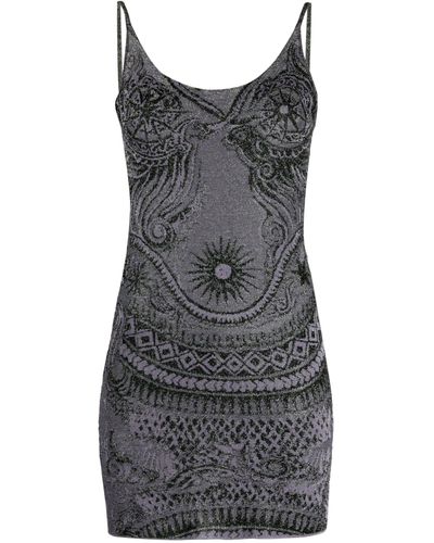 Jean Paul Gaultier Trompe L'oeil Slim-fit Knitted Mini Dress - Gray