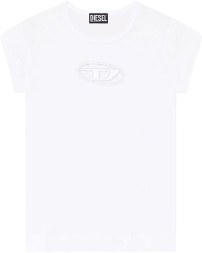 DIESEL T-angie Cut-out Logo T-shirt - Women's - Elastane/organic Cotton - White