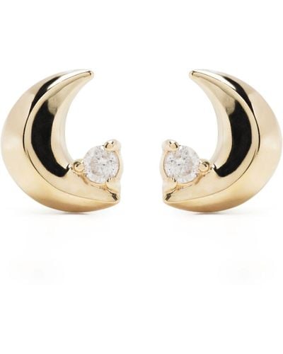 Adina Reyter 14k Yellow Super Tiny Moon Diamond Stud Earrings - Metallic