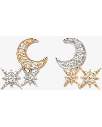 Sydney Evan 14k Yellow And White Gold Moon Starburst Diamond Earrings - Women's - Diamond/14kt Gold