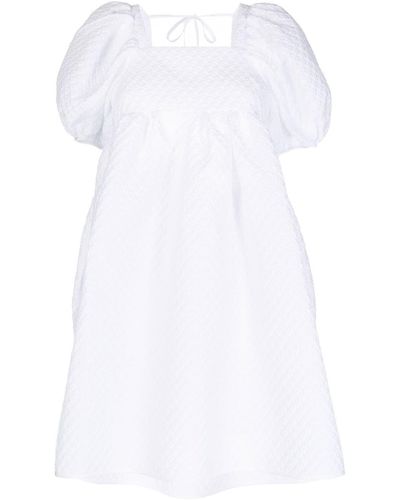 Cecilie Bahnsen Textured Puff-sleeve Mini Dress - White