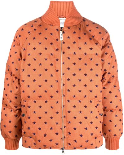 Advisory Board Crystals Star-embroidery Padded Bomber Jacket - Men's - Polyester/cotton - Orange
