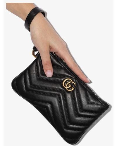 Gucci Marmont Quilted Leather Wrist Wallet - Black