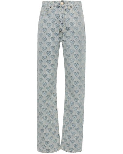 Casablancabrand Heart Monogram High-rise Jeans - Women's - Cotton - Blue