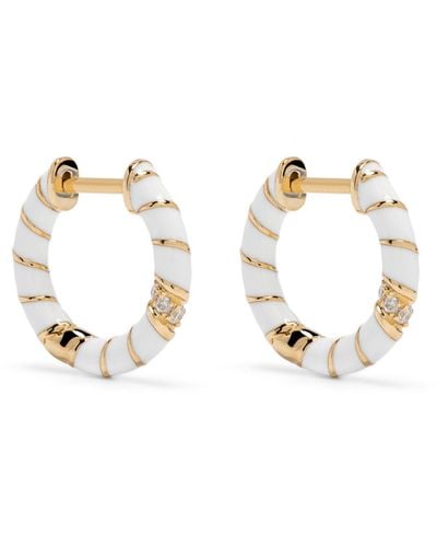 Yvonne Léon 9k Yellow Créoles Diamond Hoop Earrings - White