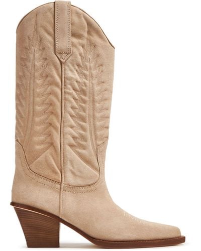 Paris Texas Ankle Boots With Embroidery - Natural