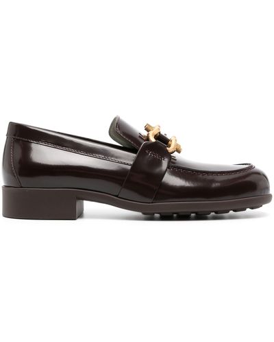 Bottega Veneta Black Madame Chain Leather Loafers - Women's - Patent Calf Leather/calf Leather/rubber
