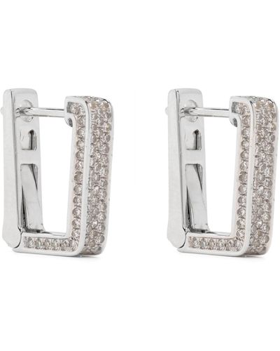 SHAY 18k White Gold Deco Pavé Diamond Earrings