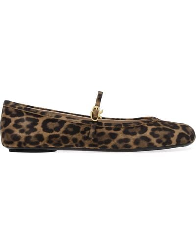 Gianvito Rossi Carla Leopard-print Suede Ballet Court Shoes - Brown