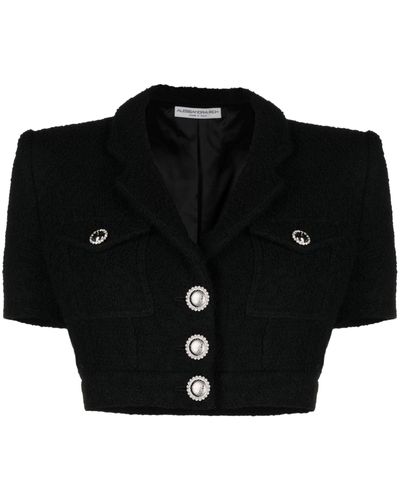 Alessandra Rich Bouclé Tweed Short Jacket - Black